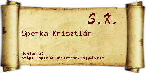 Sperka Krisztián névjegykártya